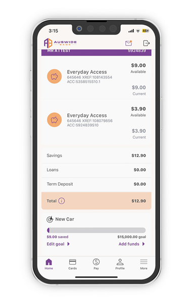 Auswide Bank Mobile App - manage your accounts